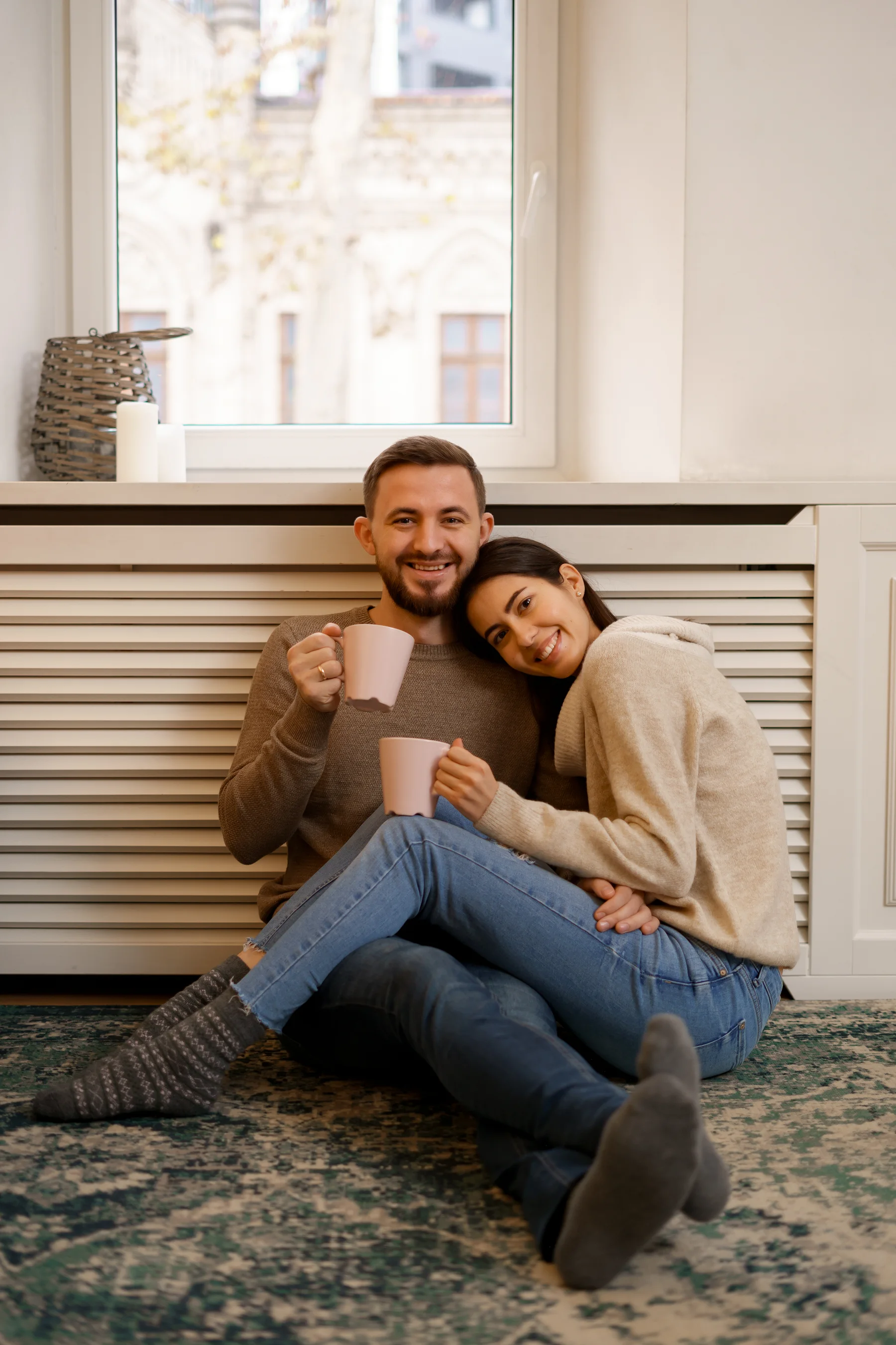 A couple relaxing together at home