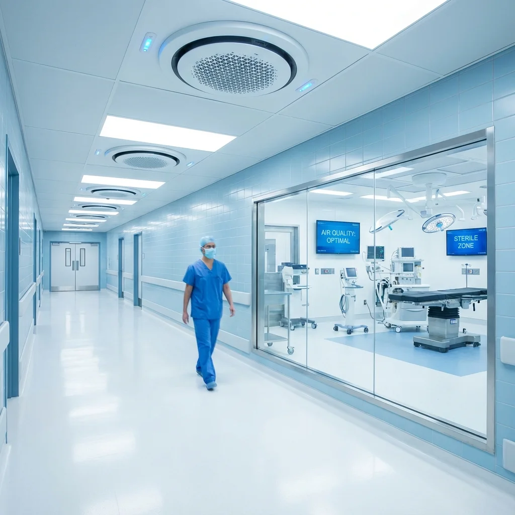 Ventilation in a healthcare facility corridor