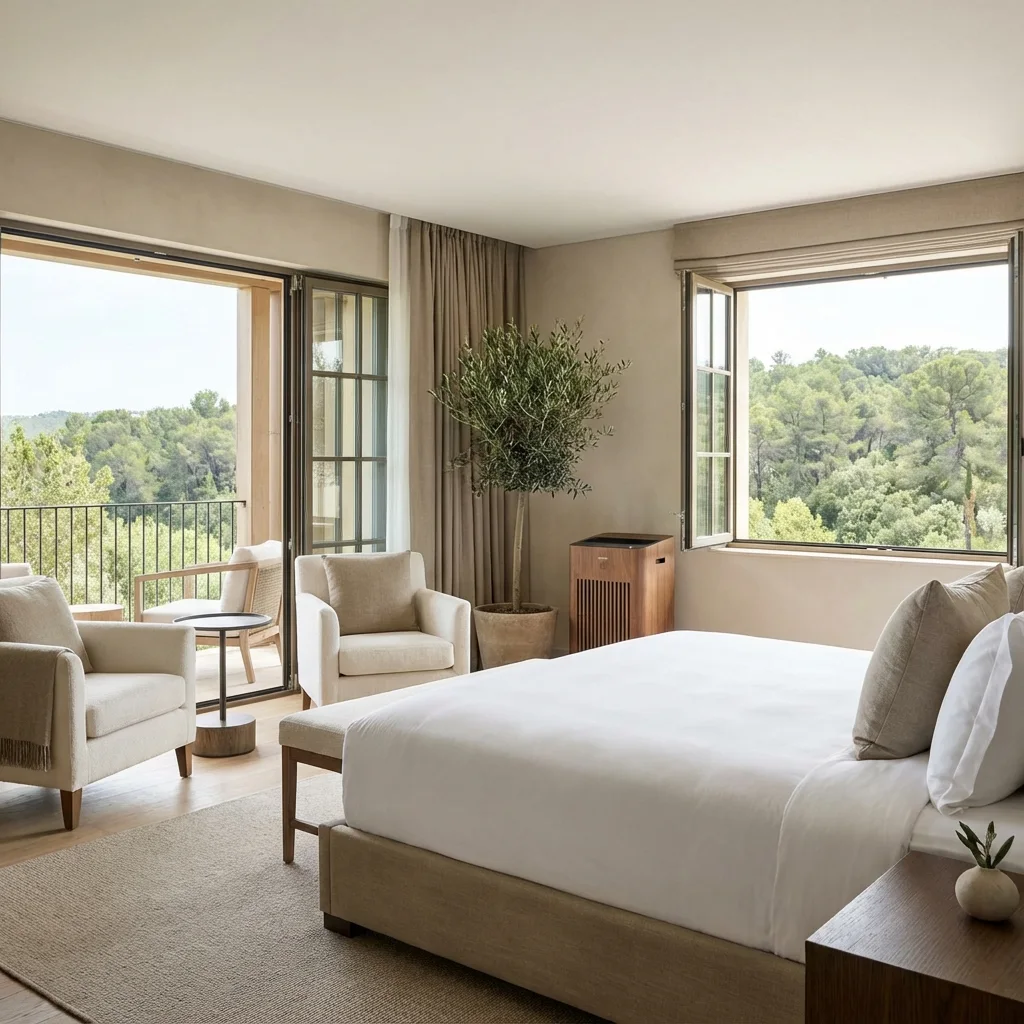 Welcoming hotel guest room