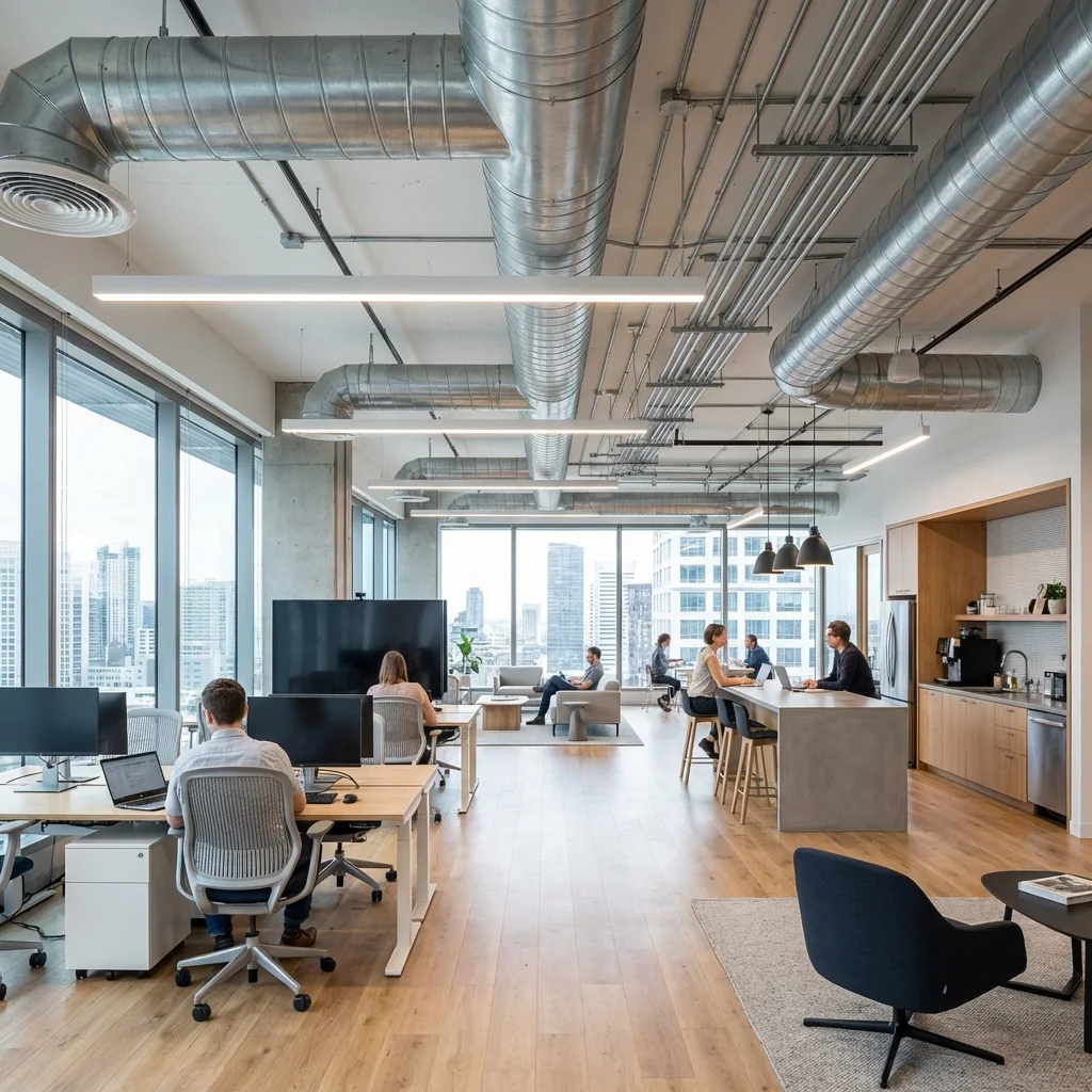 Open commercial interior with ventilation; illustrative service photograph