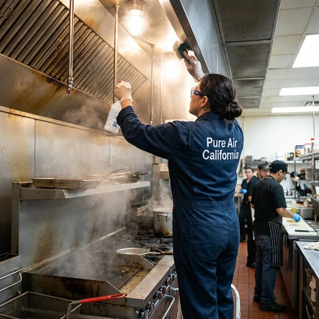 Ventilation cleaning in a commercial kitchen